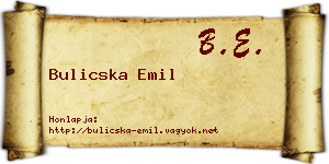 Bulicska Emil névjegykártya
